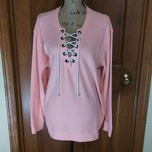 VS PINK French Terry lace up pullover